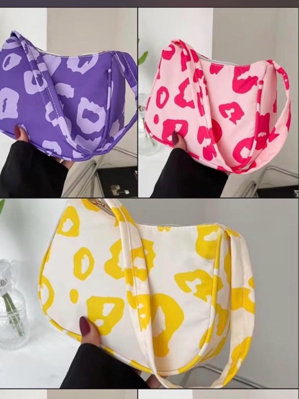 Stylish Leopard Print Shoulder Bag - Purple, Pink, Yellow, White, Black